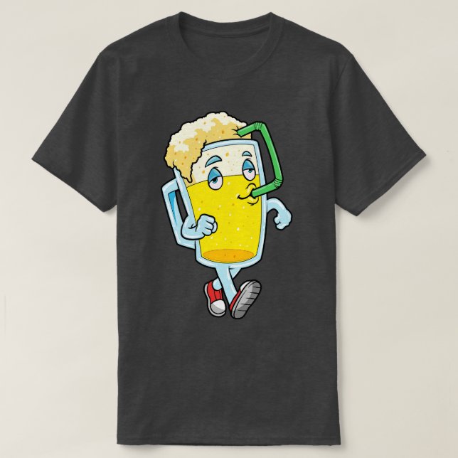 Glas av öl med dricksstrå t shirt (Design framsida)