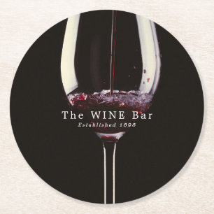 Glas av Röda Vin, Vin Pub/Winery Underlägg Papper Rund