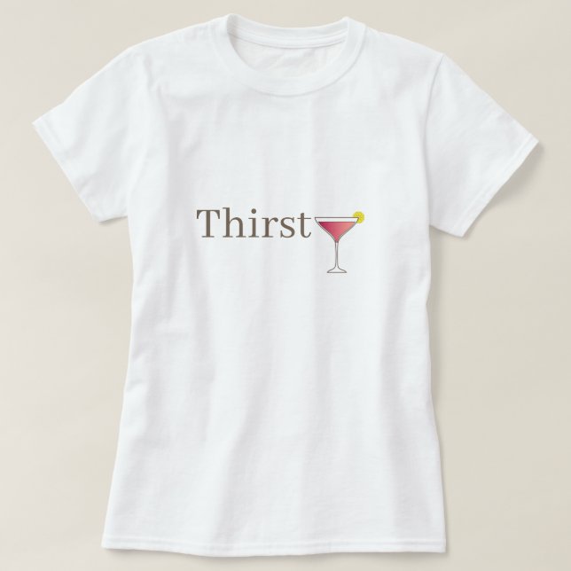 Glas av Rosa Cocktail Cosmopolitan Minimalist Roli T Shirt (Design framsida)
