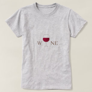 Glas av rött Vin-minimalistiskt Grått T Shirt