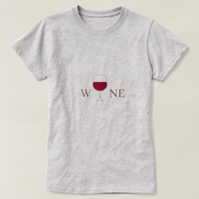 Glas av rött Vin-minimalistiskt Grått T Shirt (Design framsida)