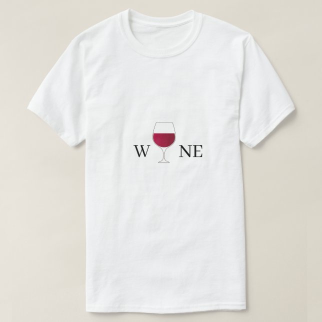Glas av rött Vin-minimalistiskt vitt T Shirt (Design framsida)