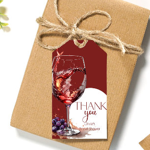 Glas av rött vin Möhippa Tack Presentetikett