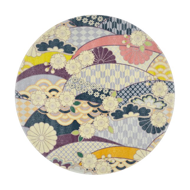 Glas av traditionell japansk Kimono-Blommigt (Framsidan)