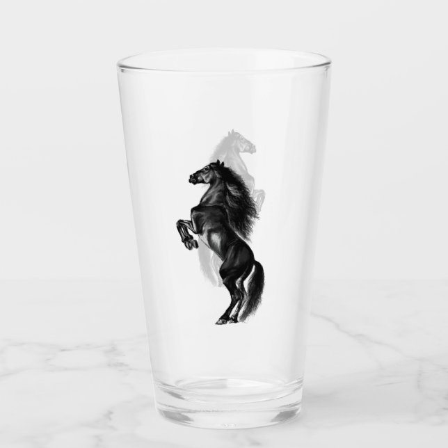 Glas av Upright Black Vild Horse Glass (Framsida)