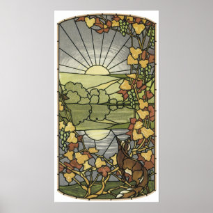 Glas, berikat med räv och druvor poster