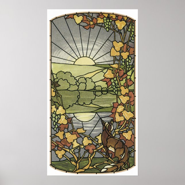 Glas, berikat med räv och druvor poster (Framsidan)