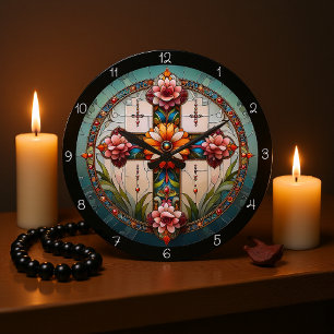 Glas, Blommigt Kor Stor Klocka