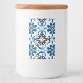 Glas Burk med blått och brunt lock Mat Etikett