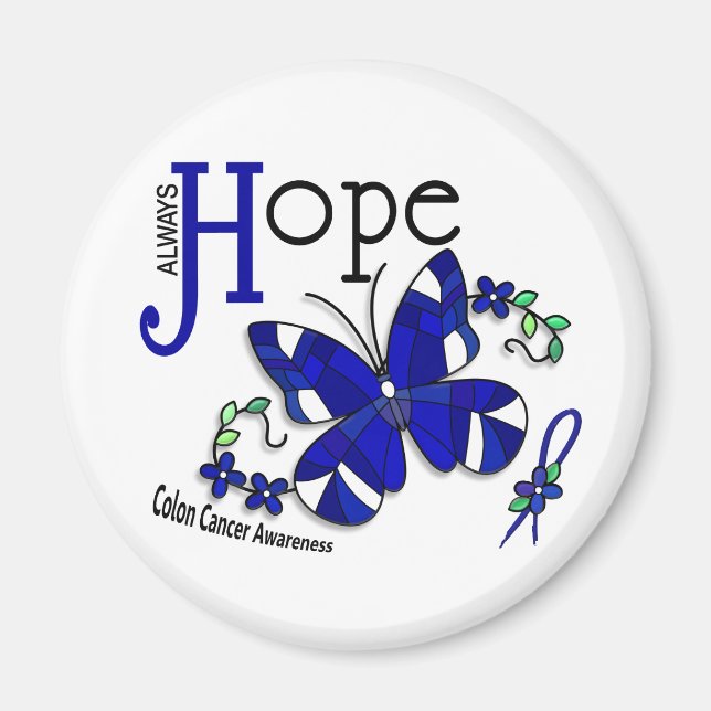 Glas Butterfly Colon Cancer med fastnat glas Magnet (Framsidan)