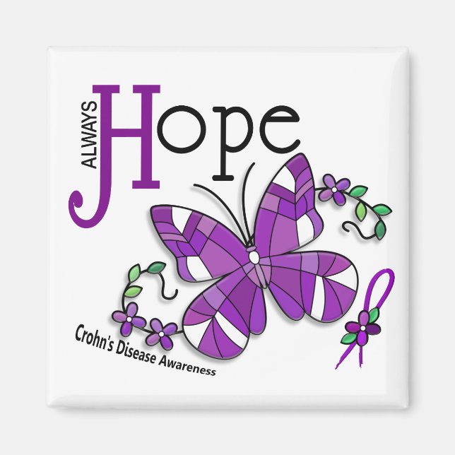 Glas Butterfly Crohns sjukdom, fastsatt Magnet (Framsidan)