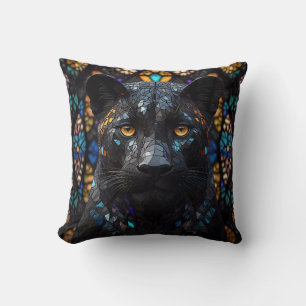 Glas, färgat, av svart Panther Mosaic Kudde