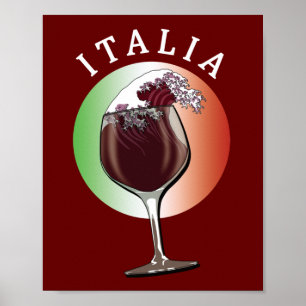 Glas från italienska Vin - Italien, Italien Poster