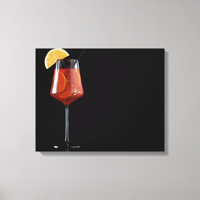Glas från Spritz-cocktail isolerat på svart Canvastryck (Framsida)