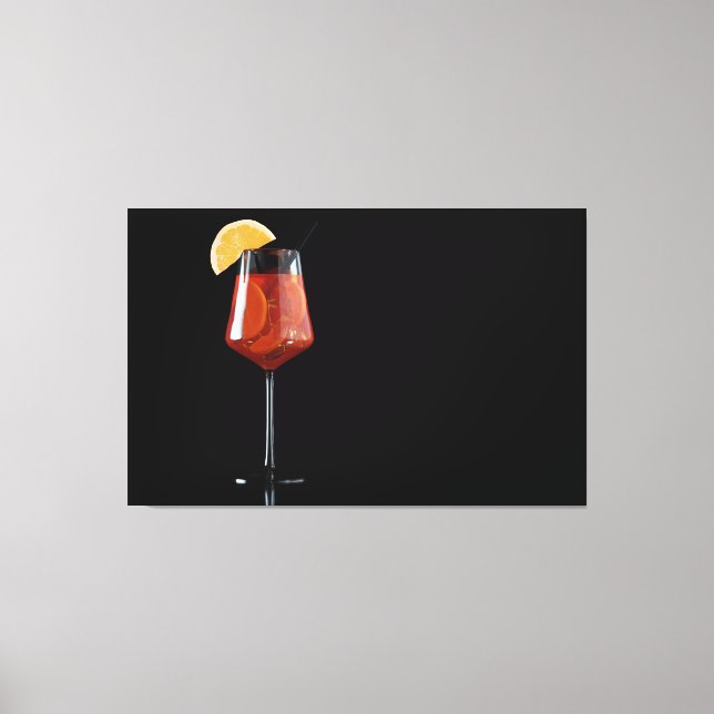 Glas från Spritz-cocktail isolerat på svart Canvastryck (Framsida)