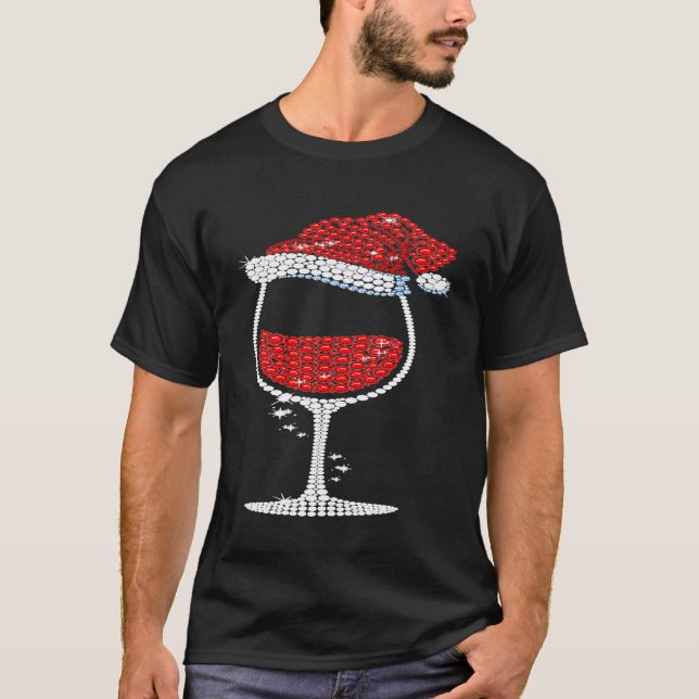 Glas från Vin jultomten Hat T Shirt (Framsida)