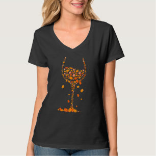 Glas från Vin-musslan Löv höstnedgång Vin T Shirt