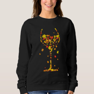 Glas från Vin-musslan Löv höstnedgång Vin T Shirt