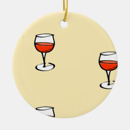 Glas från vin på orange julgransprydnad keramik