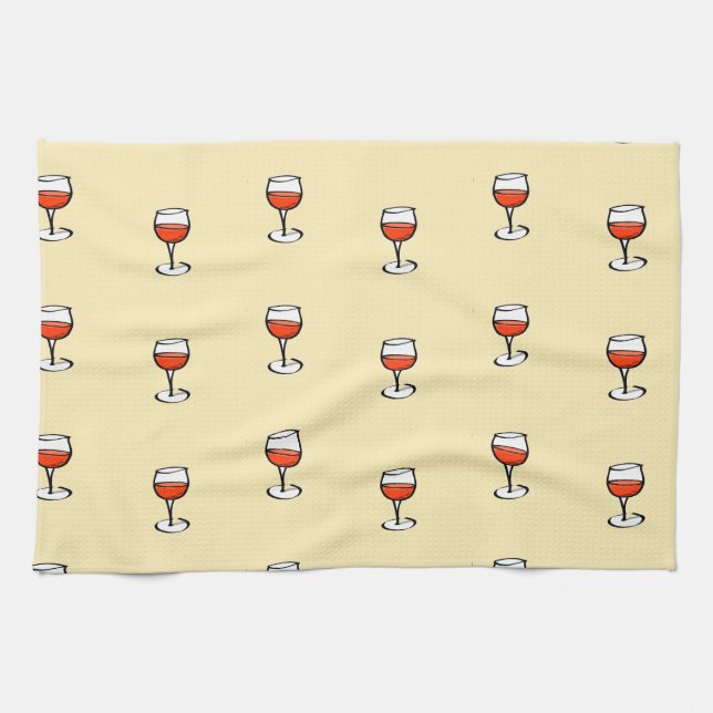 Glas från vin på orange kökshandduk (Horisontell)