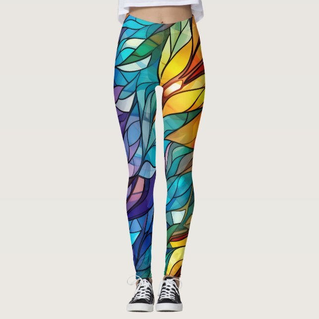 Glas, genomfärgat, levande Färg, färgat Leggings (Framsida)