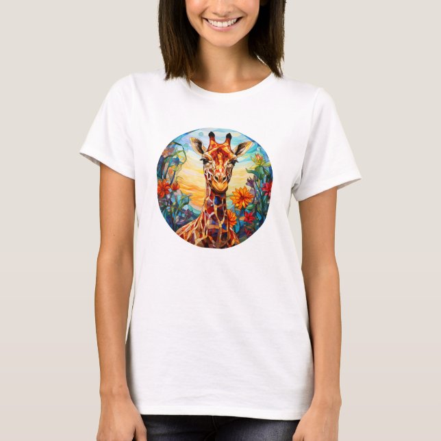 Glas Giraffe Digital Art T Shirt (Framsida)