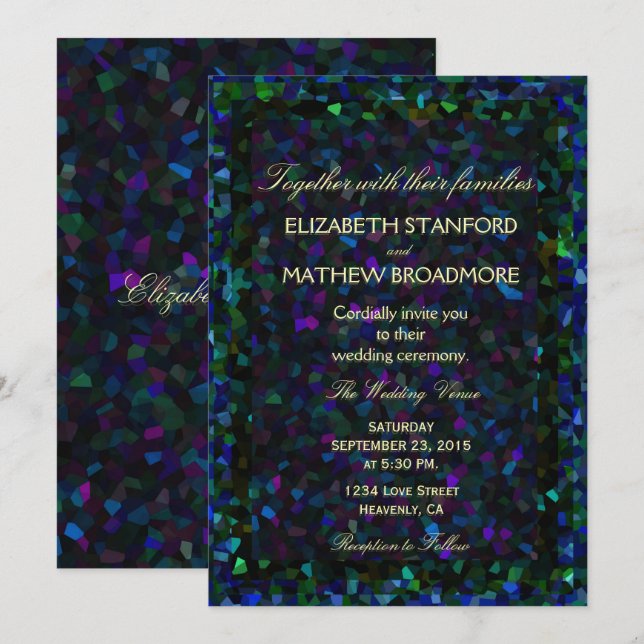 Glas Glitter, fastsatt Inbjudningar (Fram/baksida)