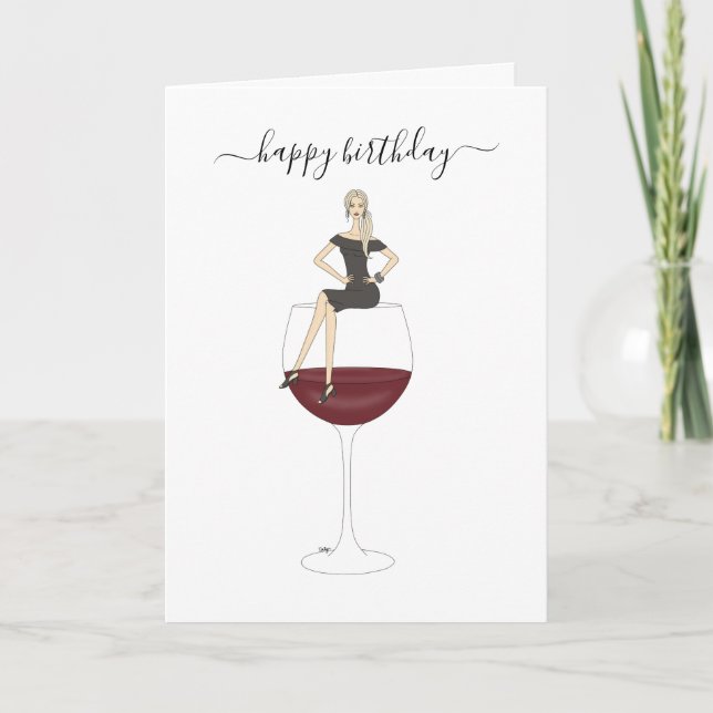 Glas grattis på födelsedagen - Vin Kort (Framsida)