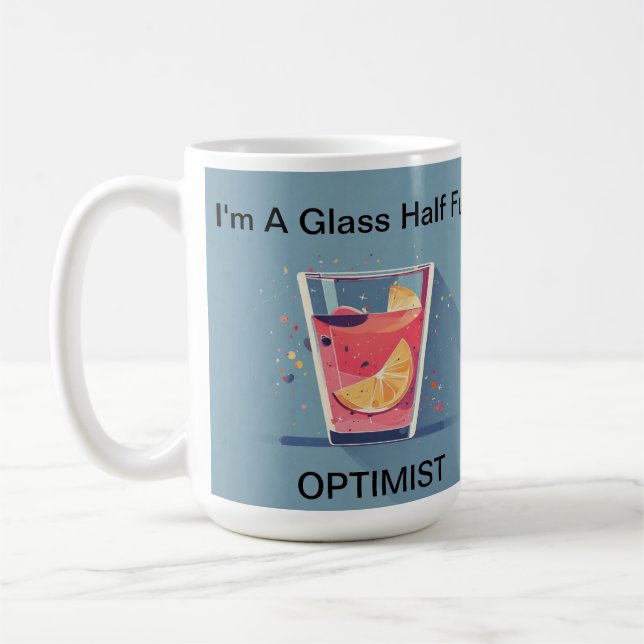 Glas halvFullt Optimist Lycklig Mugg (Vänster)