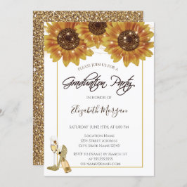 Glas,Heels Sunblommor Glitter Studentfest Inbjudningar