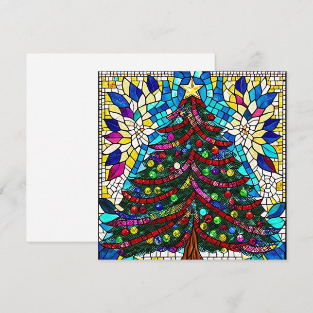 Glas i Julgran med Färg Inbjudningar (Fram/baksida)