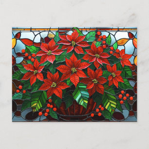 Glas jultomte Poinsettia Flowers Helg Vykort