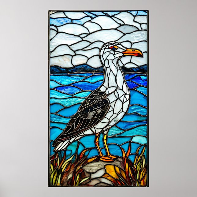 🌊 Glas konst dekoration gåva för hemmet från kust Poster (Framsidan)