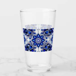 Glas kopp med blå vit Färg
