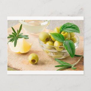 Glas kopp med grönt av utskuret oliver vykort