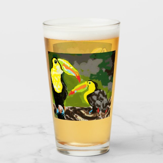 Glas kopp : Tropiska Fåglar (Baksida fylld)