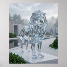 Glas Lejon Skulptur Gryning