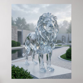 Glas Lejon Skulptur Gryning Poster