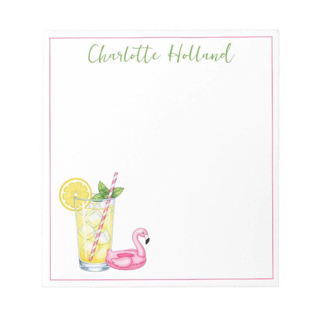 Glas Lemonad Med Flamingo Anteckningsblock (Framsida)