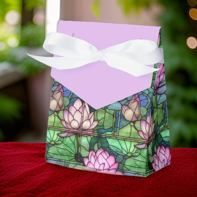 Glas Lotus Tält-formaterade favoritboxar Presentaskar (Stained Glass Lotus tent-styled Favor Boxes! 🌸 Perfect for #weddings #parties 🎁 Add elegance!)