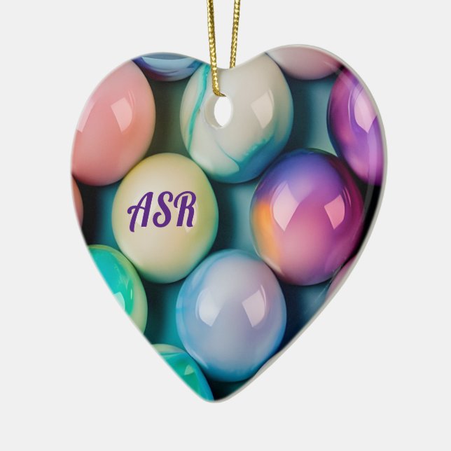 Glas Marbles på Söt Pastel Färg, din text Julgransprydnad Keramik (Vänster)