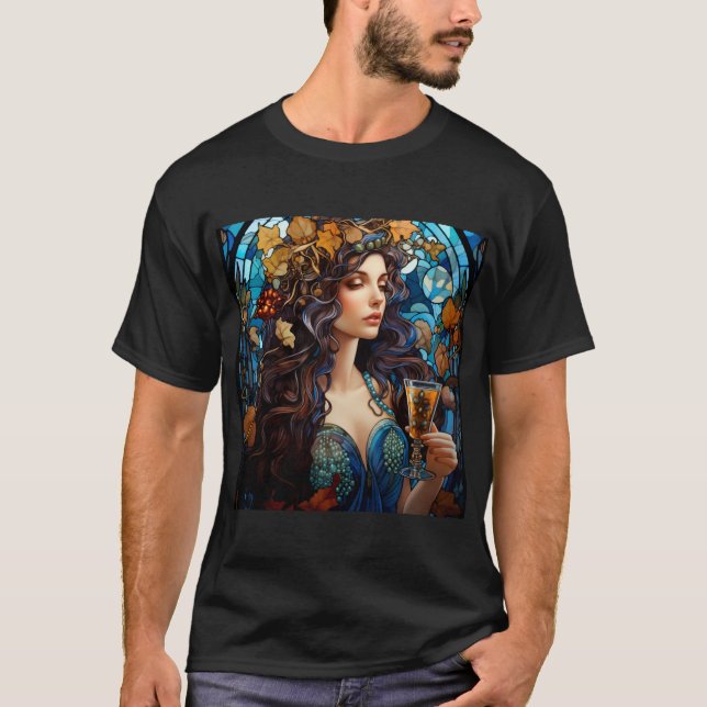 Glas med fastsatt art nouveau t shirt (Framsida)