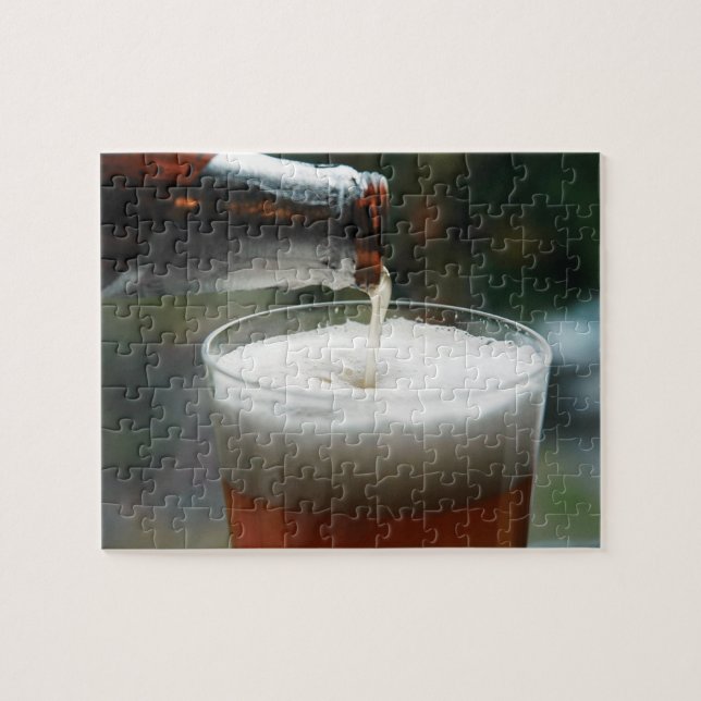 Glas med Flaska Designat pussel (Horisontell)