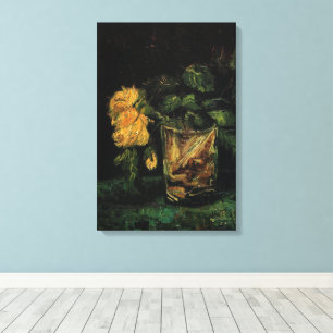 Glas med rosor av Vincent van Gogh Canvastryck