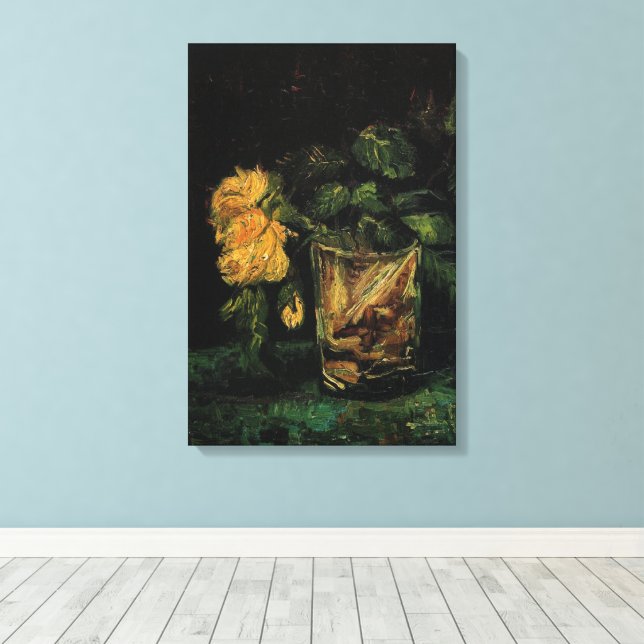 Glas med rosor av Vincent van Gogh Canvastryck (Insitu (trägolv))