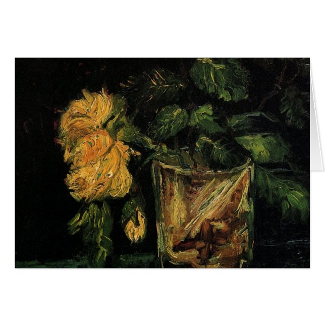 Glas med rosor av Vincent van Gogh Hälsningskort (Framsidan Horizontal)