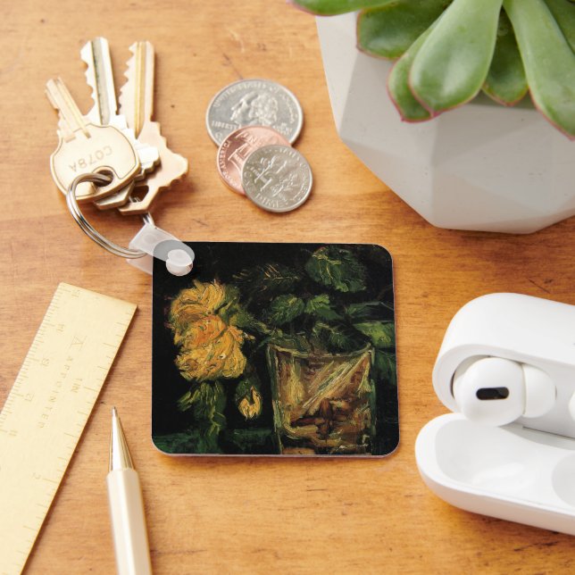 Glas med rosor av Vincent van Gogh Nyckelring (Skrivbord)