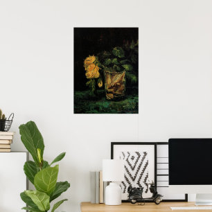 Glas med rosor av Vincent van Gogh Poster