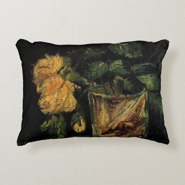 Glas med rosor av Vincent van Gogh Prydnadskudde (Framsidan)
