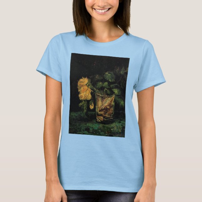Glas med rosor av Vincent van Gogh Tee Shirt (Framsida)